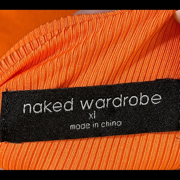 Naked Wardrobe Halter Minidress in Orange Tangerine Peel Size XL NWT - Picture 4 of 7
